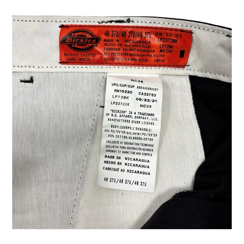 Dickies‎ Work Pants Mens 46x29 Black Occupational Wear Flat Front LP2372 New